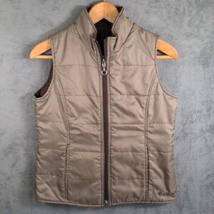 Ariat Puffer Reversible Vest Girls Large Brown Houndstooth Lightweight